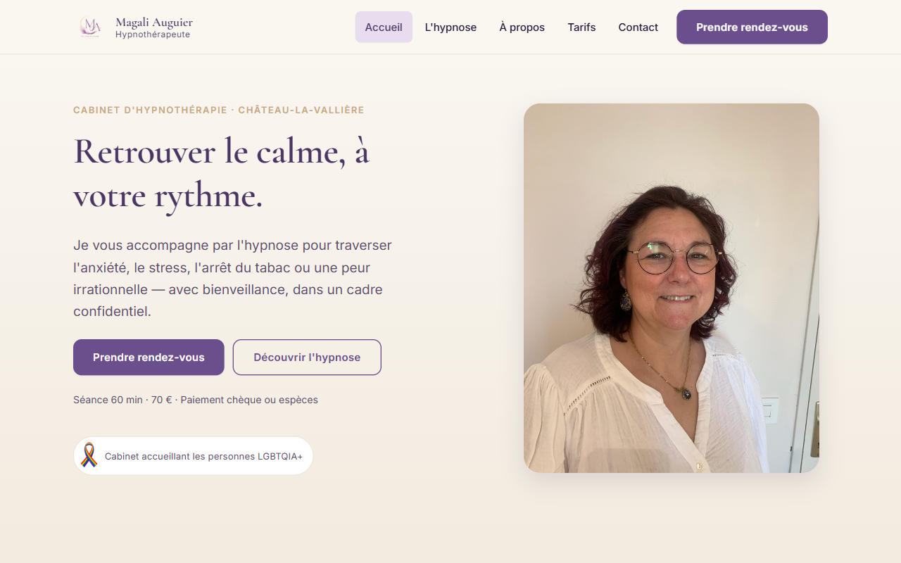 Site du cabinet d'hypnothérapie Magali