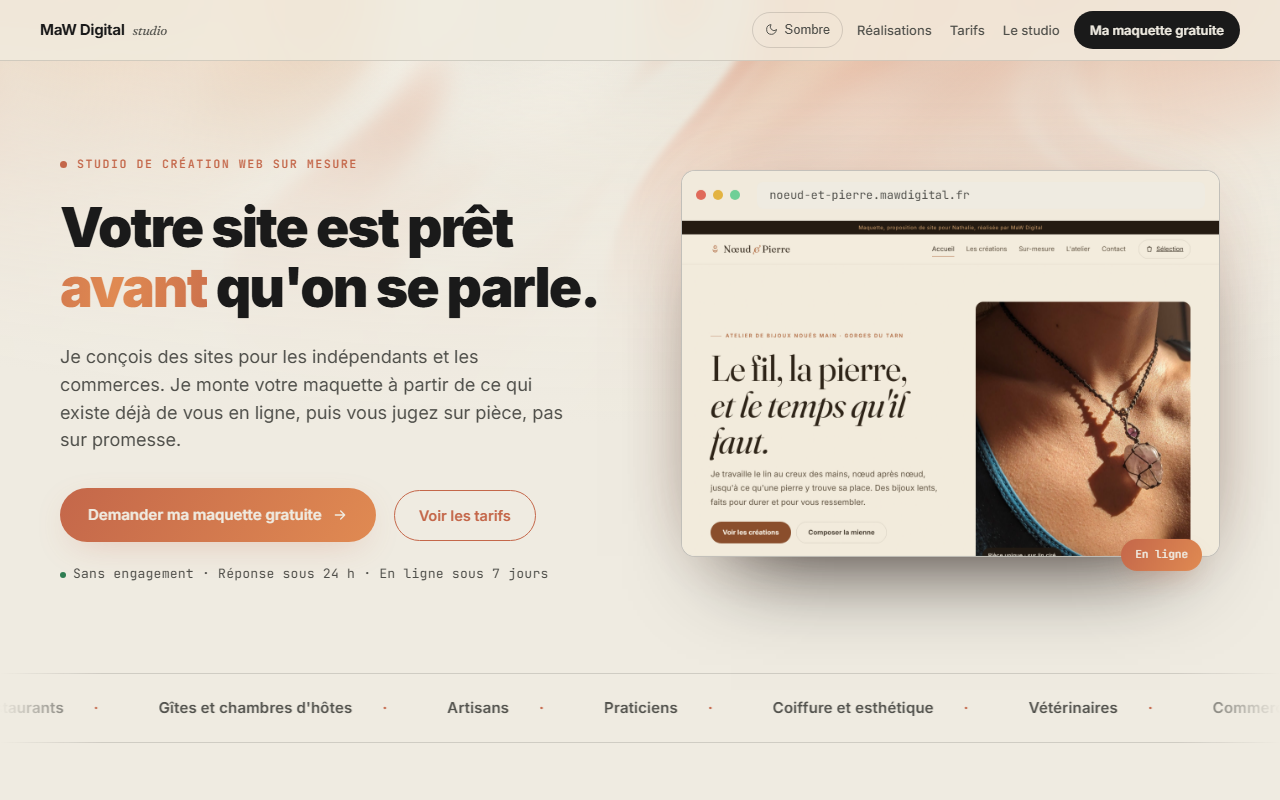 Aperçu du site MaW Digital, réalisé par MaW Digital